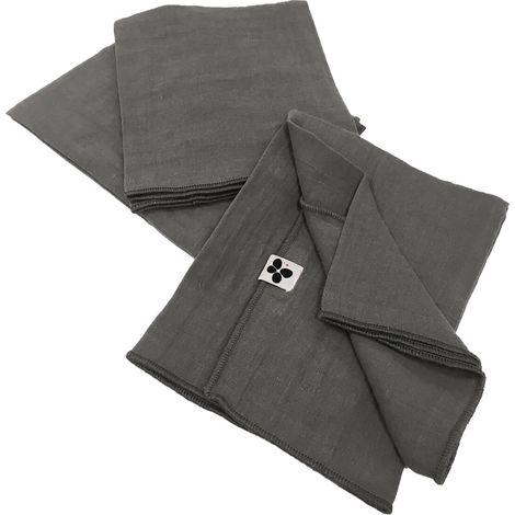 OUREA - Lot de 3 Serviettes 40x40cm Gaze de Coton Granit (1/4)