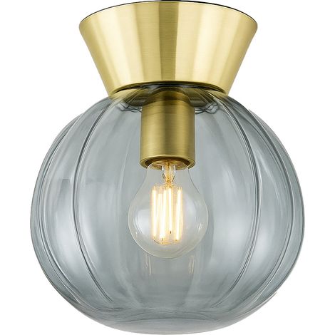 Plafoniera Moderna Sydney Base Oro E Sfera In Vetro Fumé 1 Luce E14 (1/2)