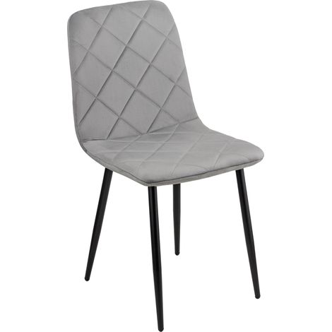 Chaise Moderne avec Revêtement en Velours et Pieds en Fer Noir, Fauteuil pour Salon, Chambre, Salle à Manger, 52x44x85 cm, Gris (1/5)