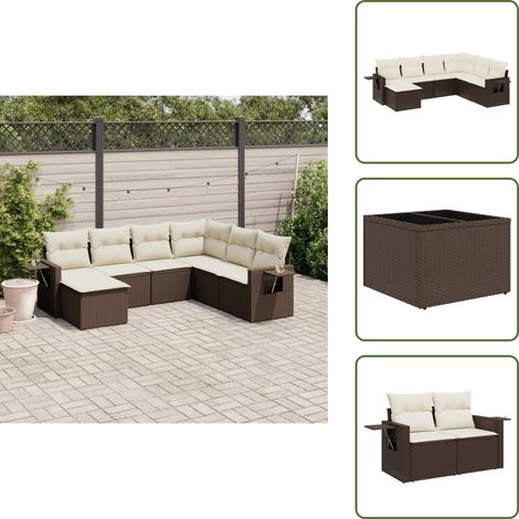 7-tlg. Garten-Sofagarnitur mit Kissen Braun Poly Rattan - Gartenmöbel - Sofasatz - Outdoor Möbel - Rattan Gartenmöbel - PE-Rattan (1/5)