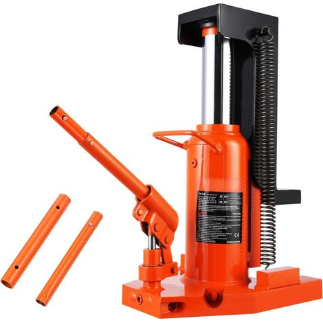 Cric hydraulique à pied, capacité 5 t (4536 kg) sur pied, 10 t (9072 kg) sur tête, hauteur pied 2-17,3 cm, hauteur tête 28,7-43,9 cm, vérin à griffe pneumatique. (1/5)