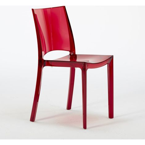 Sillas transparentes cocina bar restaurante apilable B-Side Grand Soleil - Rojo Transparente