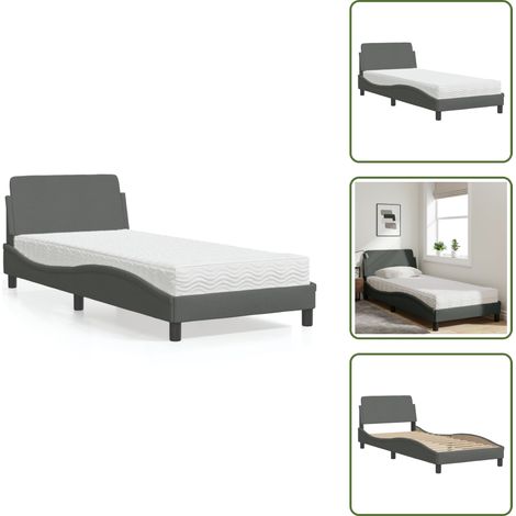 Bett mit Matratze Dunkelgrau 80x200 cm Stoff - Bettsofa - Doppelbett - Boxspringbett - Schlafzimmermöbel - Lattenrost (1/5)