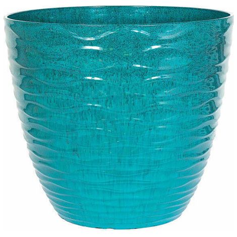 38cm Large Windermere Plant Pot - Plastic - L38 x W38 x H33 cm - Teal
