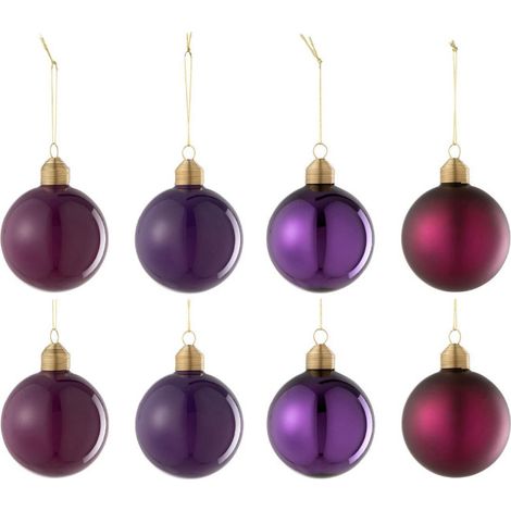 Lot de 8 Boules de Noël "Cornelia" 8cm Mauve