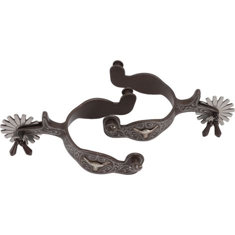 Une paire d'éperons de bottes sculptés de style ancien, éperons pour chevaux destinés à la sellerie et à l'équipement d'équitation (1/5)