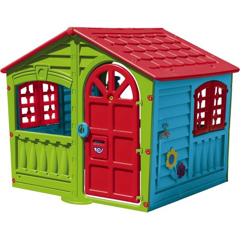 Habitat Et Jardin – Maisonnette cabane en plastique résistante aux UV 140x111x115 cm – 2 portes et fenêtres – Pour 1 à 3 enfants – Usage intérieur et extérieur (1/8)