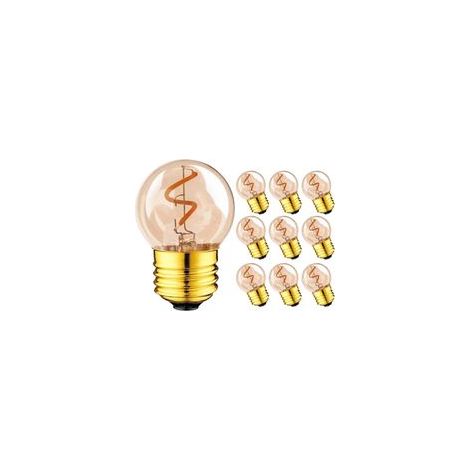G40 E27LED Rétro Edison Filament Ampoule 1W Ambre Verre Spirale Filament 220V Café Noël 2200K10pcs (1/4)