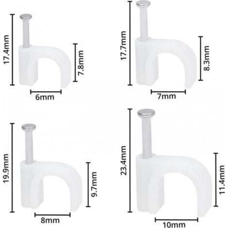 Câble Ethernet électrique (lot de 400), 6-10 mm - Serre-câbles électriques avec goujons en fer pour câbles Cat5, Cat6, RG6, RG59, RJ45 et TV (1/3)