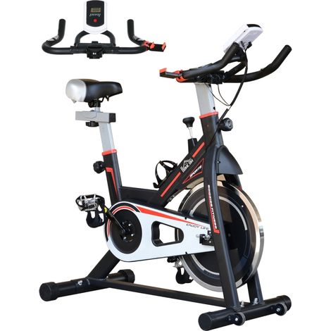 Exercise Bike, Indoor Cycling, with LCD Display, Heart Rate, Sensor - Black (1/4)