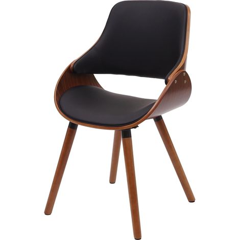 Sedia poltroncina sala da pranzo design retro elegante HHG-563 legno ecopelle nero