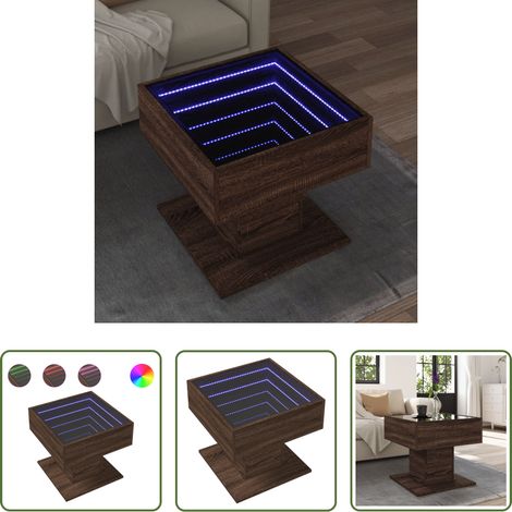 Holz Couchtisch - LED-Couchtisch Braun Eichen-Optik 50x50x45 cm Holzwerkstoff (1/5)