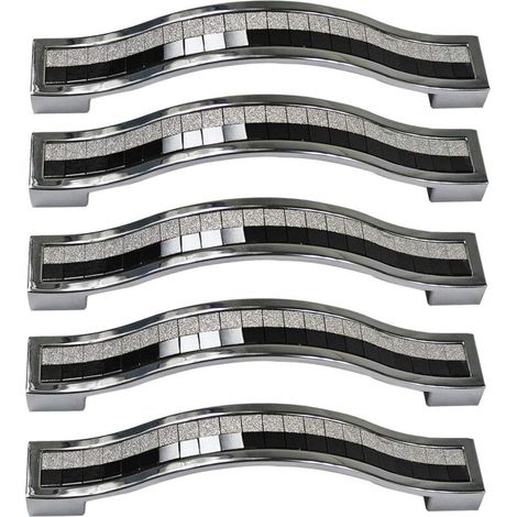 Poignées de tiroir en strass noir et blanc, 96 mm (lot de 5), Europe