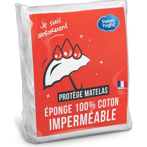 Sweet Night – Protège-matelas 140x190 cm – Alèse imperméable et absorbante – Bouclette en coton respirant et silencieux – Protection hygiénique (1/5)