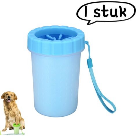 article - Gobelet de lavage pour pattes d'animaux - Outil de lavage et de nettoyage des pattes pour chiens - Nettoyeur de pattes portable et propre - 1015 cm - Bleu (Grand) (1/5)