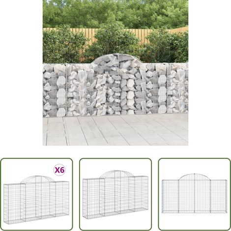 Gabionen - Gabionen mit Hochbogen 6 Stk. 200x30x100/120cm Verzinktes Eisen (1/5)