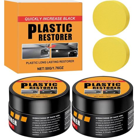 Crème Réparatrice pour Voiture avec Éponge, Pâte de Nettoyage Intérieur Voiture, Interior Cleaning Paste pour Cuir, Plastique, Tableau de Bord et Sièges, 50g2 (1/5)