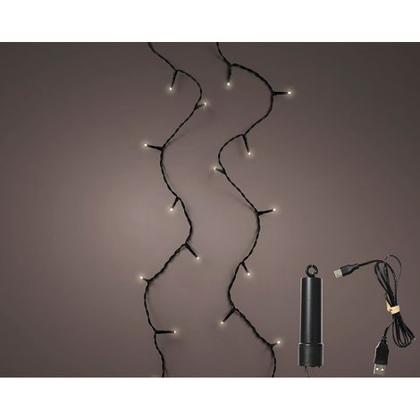 Multifunktionale LED-Lichterkette für den Außenbereich mit 100 mehrfarbigen LEDs und einem 7,4 m langen schwarzen Kabel. (1/3)