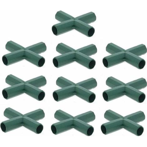Lot de 10 Connecteurs De Cadre De Serre pour cadre de jardin, cages Ă fruits, clĂ´tures, cadre de serre, connecteurs (16mm,Plat / 4 trous) (1/4)