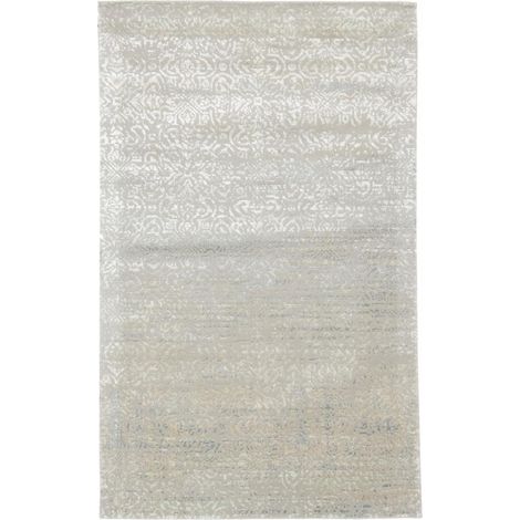 Tapis salon et chambre en laine 105x165 gris et blanc fait main motif uni BREZE (1/4)