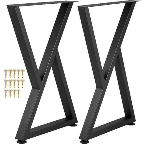 Pieds de Table en métal 2PCS 28X18quot Pieds de Bureau en Forme de Z Pieds de Table à Manger en Fer forgé for Table à Manger Table Basse Maison Bricolage Noir (1/5)