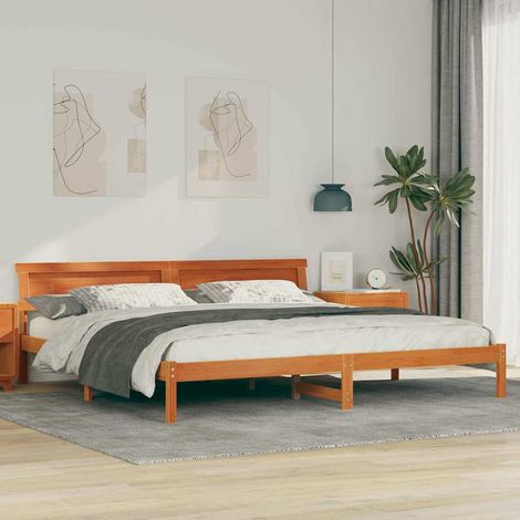 Estructura de cama con cabecera Marrón cera 180 x 200 cm