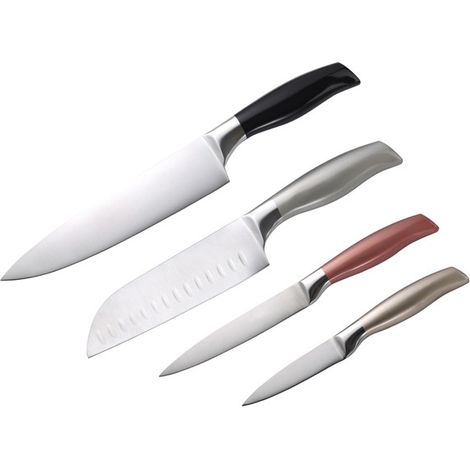 SET 4 COLTELLI ACCIAIO INOX NEON