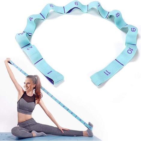 Bande élastique de résistance à 11 boucles, 125 x 4 cm (4 cm d'épaisseur), pour le yoga, le pilates et la danse. (1/5)