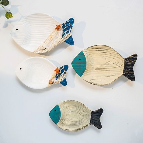 Ensemble de décorations murales 3D sur le thème de l'océan, comprenant des objets décoratifs de différentes tailles, dont un bassin à poissons de style rétro (comme illustré sur la photo).