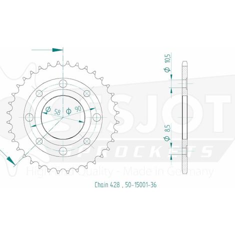 Couronne Acier TT Honda - 428 - 36 Dents - Similaire JTR269