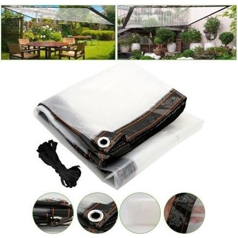 Film transparent pour terrasse – 1 × 2 m, en polyéthylène imperméable et résistant aux intempéries, idéal pour terrasses, balcons, pergolas et espaces extérieurs, avec corde intégrée (1/5)