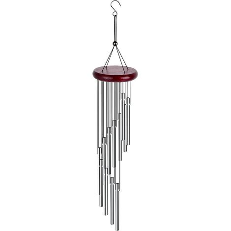 Windspiel Garten mit 12 Aluminiumröhren und Mahagoni-Basis für beruhigenden Klang