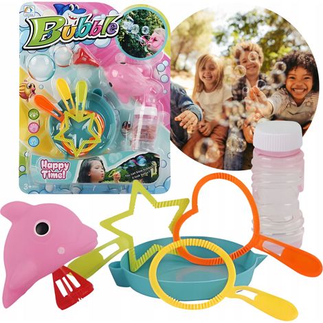 Seifenblasen-Set mit 3 Ringen, Tiermotiven, Flüssigseifenblasen für Kinder (1/5)