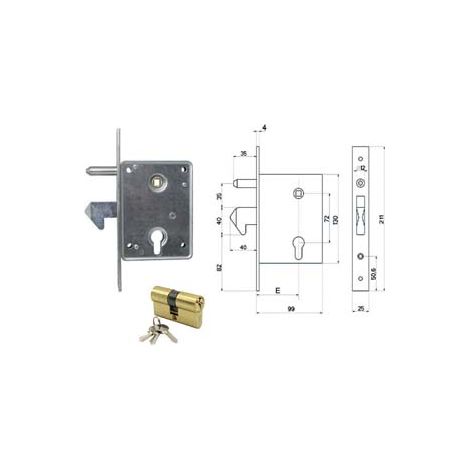 SERRATURA PER CANCELLI SCORREVOLI A GANCIO SPORGENTE E PERNO 7700400 mm.50 (7700400) ISEO