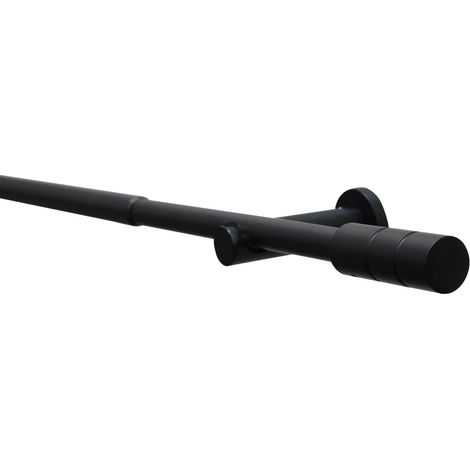 Gardinia Set Bastone per Tende, Incluso Materiale di Montaggio, Metallo, Nero Opaco, 120-210 cm (1/4)