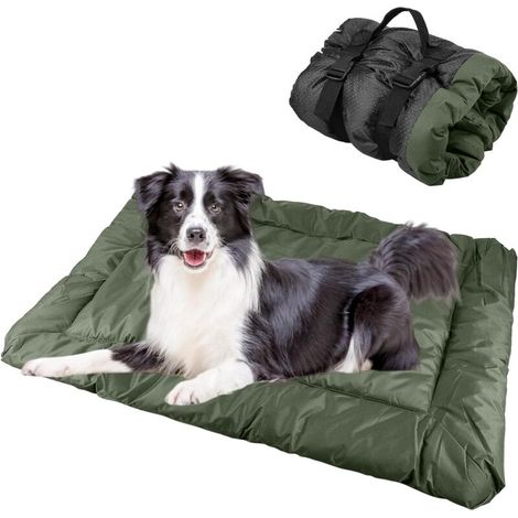 Tapis imperméable pour chien - 90 x 60 cm - Couverture de voyage lavable pour chiens et chats - Coussin portable pour l'extérieur - Pour l'intérieur et l'extérieur - Voyage - Camping - Vert (1/5)