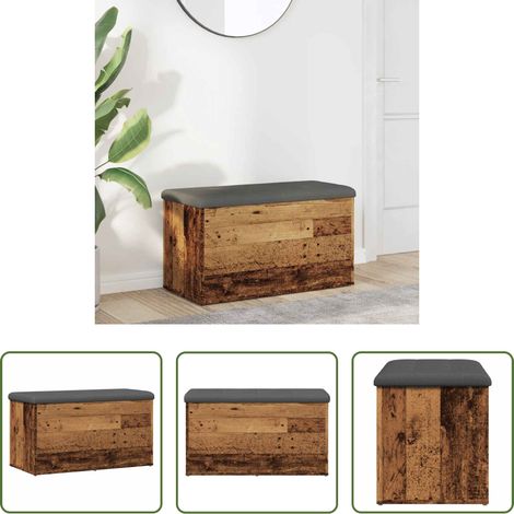Banc de couloir -  Banc de rangement vieux bois 82x42x45 cm bois d'ingénierie (1/5)