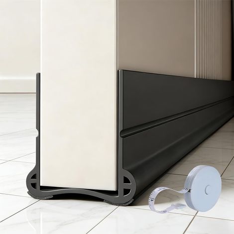 Door Seal 93 cm, Door Bottom Seal Anti-Draught Excluder, Sound and Thermal Insulation, Self-Adhesive Reusable, Suitable for Doors 3.5 to 5.5 cm Thick (Black) (1/5)