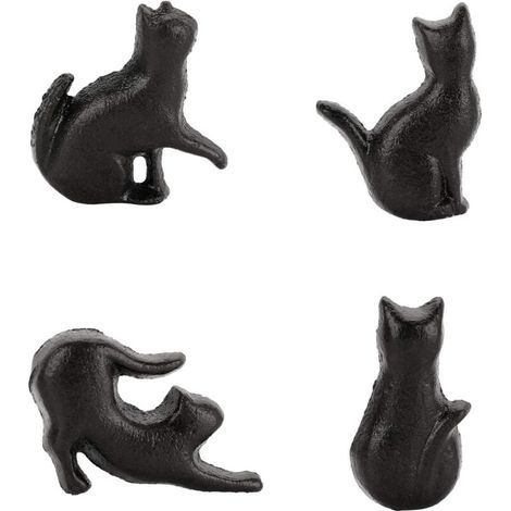 Juego de 4 tiradores de hierro con forma de gato para cajones, armarios, cocinas, roperos y decoración del hogar. (1/4)