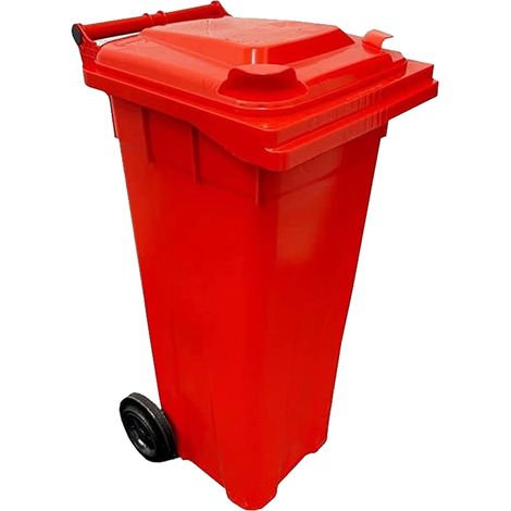 1 x 140L Yellow Compact Sized Waste Recycling Wheelie Bins With Strong Rubber Wheels & Lids