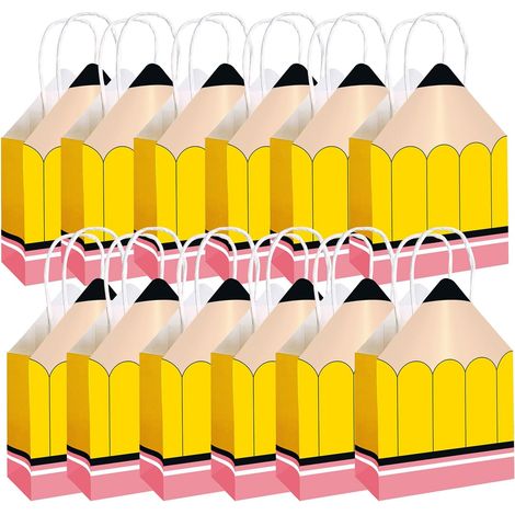 Sacs Papier En Forme De Crayon Fournitures Fête Semaine Appréciation Sac en Papier Forme Crayon Enseignant Pour classe maternelle lycée université (1/5)