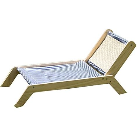 Chaise de Plage pour Chat, Lit de Plage pour Chat, Lit de Chat surélevé Été Toutes Saisons avec Scratcher Sisal pour Extérieur Intérieur (Chaise de Plage) (1/5)