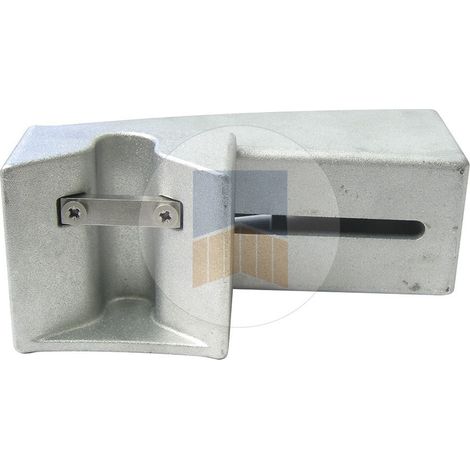 Portac – Boîtier V de réception en applique aluminium avec gâche inox pour serrure de portail coulissant – Ajustement 46 à 126 mm – Fonction antisoulèvement (1/2)