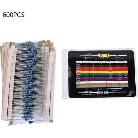 600Pcs Lot 1/4W 1% Metal Film Resistor Kit 10Ω-1M 30 Values Assorted Resistors Each 20pcs (1/5)