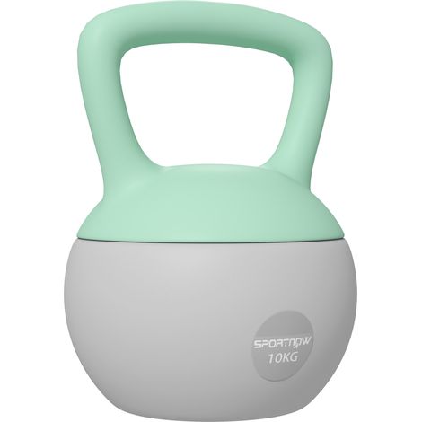 10KG Soft Kettlebell-Kettlebell with Non-Slip Handle for Home Gym-Weight Lifting-Strength Training-Green/Grey (1/5)