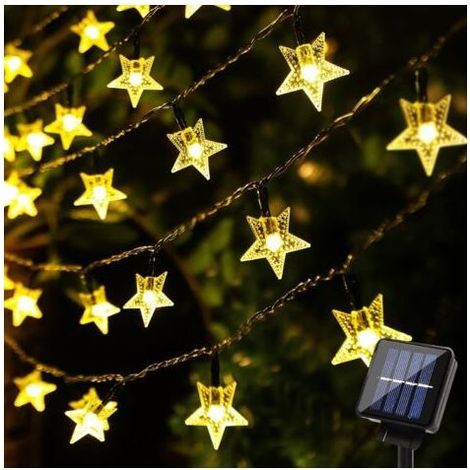 Guirlande lumineuse solaire de Noël d'extérieur, blanc chaud, 30 LED, 6,5 m, étanche, décorative pour la maison, la chambre, le jardin, la terrasse, le patio, etc. (1/5)