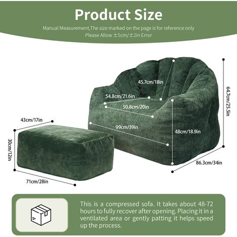 Canapé simple Bear Paw avec pouf – Sublimez votre espace de détente(DA) (1/4)