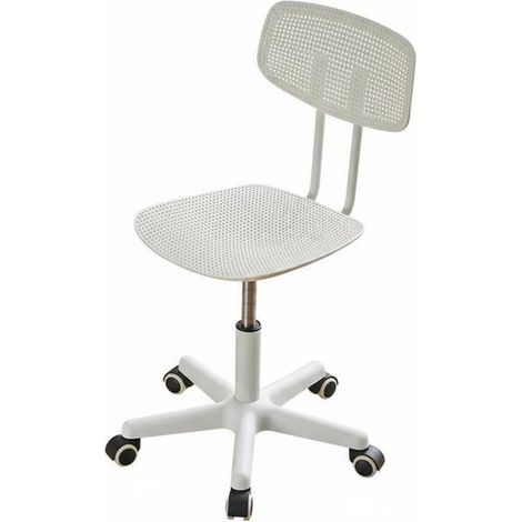 Siège de Bureau Pivotant Chaise de Bureau Chaise de Travail Chaise Informatique avec Roulement Fluide et Rotation Complète Cadre en Nylon et Base, Blanc (1/5)