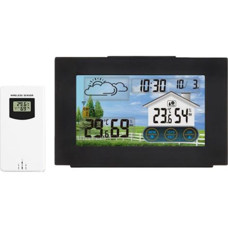 FLITI Wireless Weather Station with Digital LCD Touchscreen and Atomic Clock, Barometric Pressure Forecast Station with Adjustable Backlight, Indoor and Outdoor (1/4)
