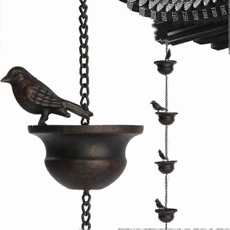 Chaîne d'eau de pluie pour descentes de gouttière, motif mobile d'oiseaux pour extérieur, 60 cm (1/5)
